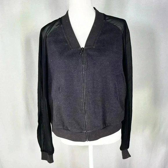 Armani Exchange Bomber Jacket Zip Up Sheer Sleeve Women’s Size XL Zip Up - Picture 1 of 13